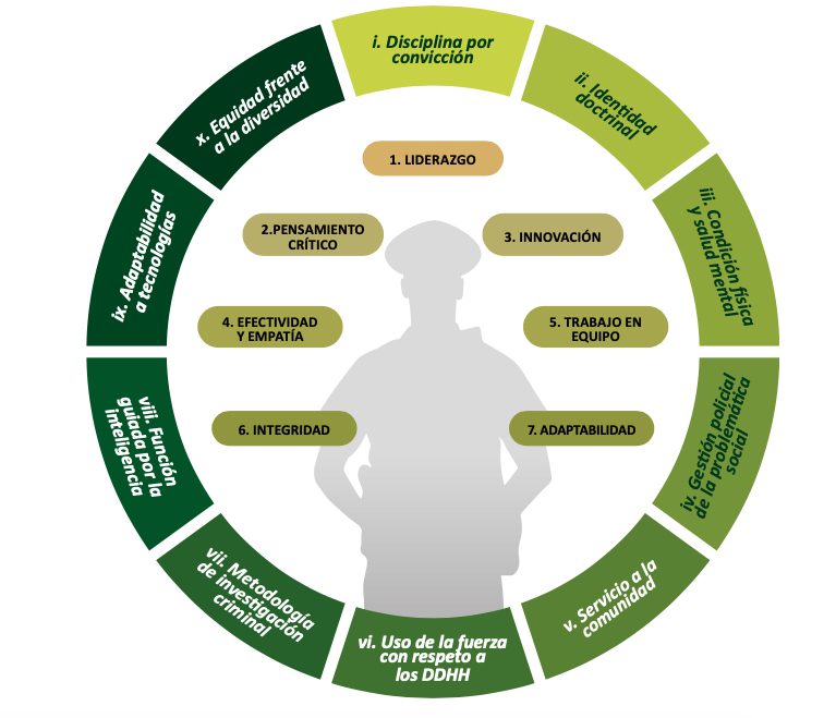Gráfico de las competencias del policía peruano