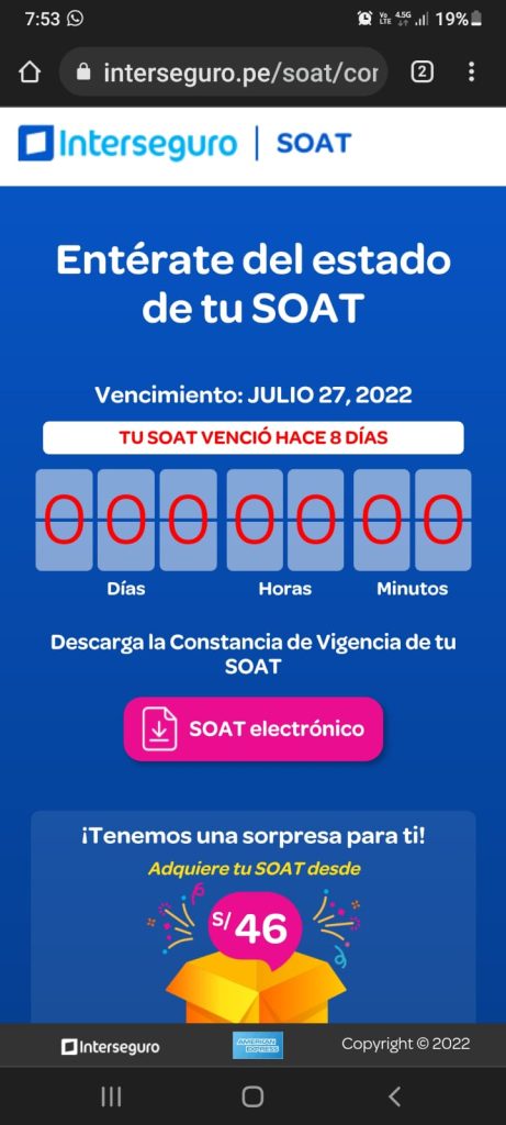 Imagen de SOAT vencido de vehículos del municipio de El Porvenir en Trujillo Perú