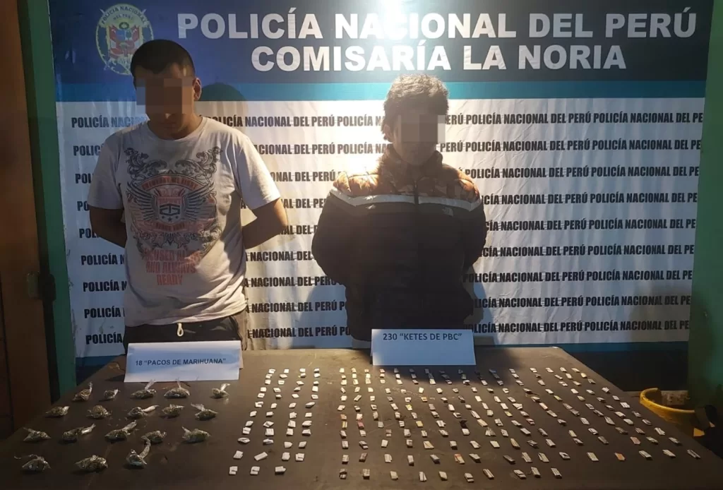 Dos sujetos fueron detenidos con droga en el sector Pesqueda, en Trujillo.