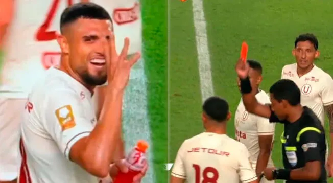 Ureña, jugador de Universitario, hace gesto de robo.