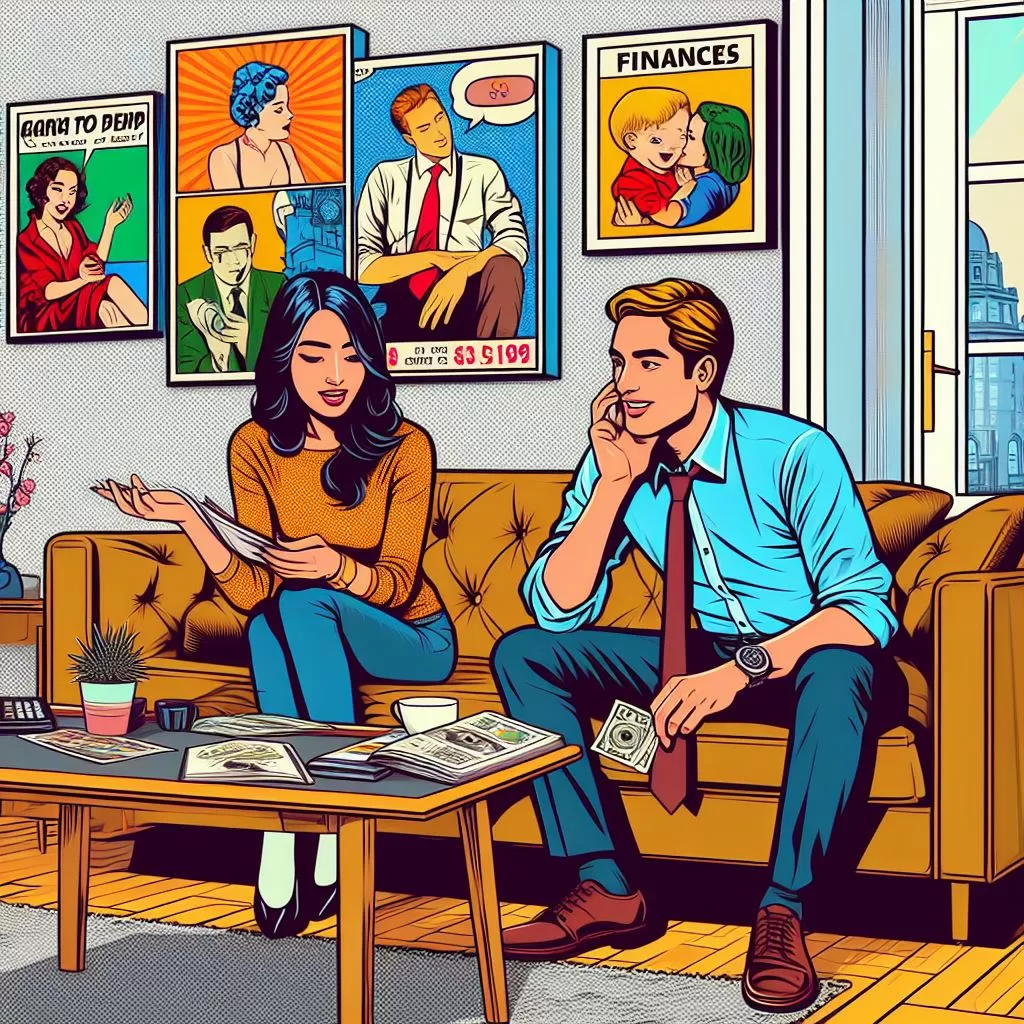Una pareja conversa de dinero, en la sala de su vivienda, en San Valentín