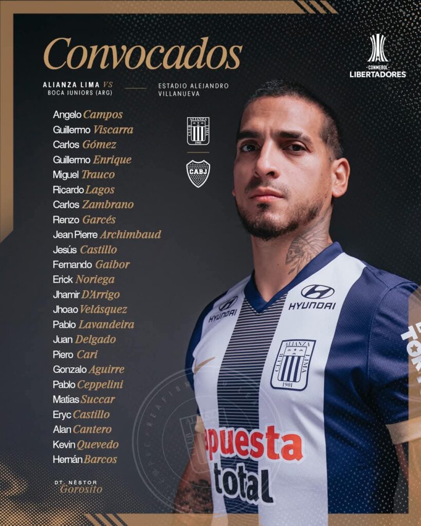 Esta es la relación de convocados de Alianza Lima para enfrentar a Boca Juniors por la Libertadores.
