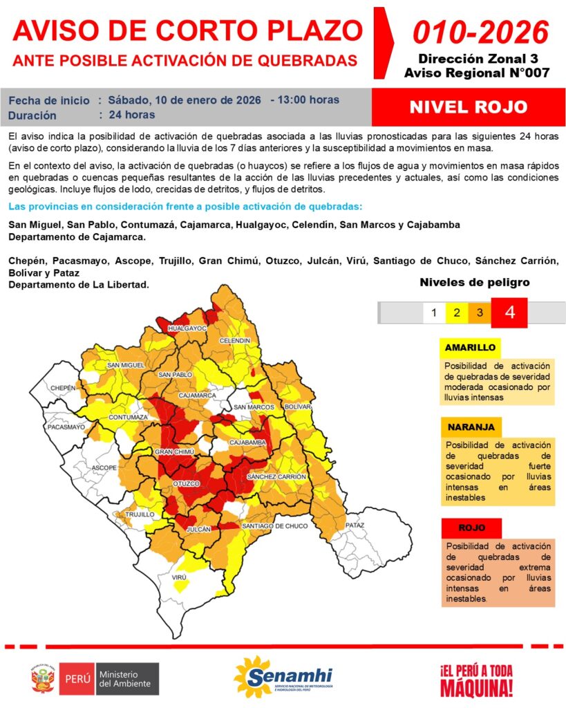 Quebradas, anuncio