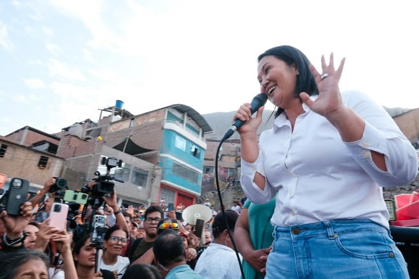 Keiko Fujimori en una actividad proselitista en Lima. 